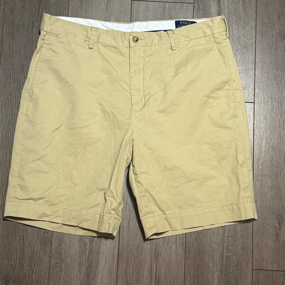 Polo Ralph Lauren Mens Stretch Classic Fit Chino Shorts Tan Cotton Blend 38" / 9